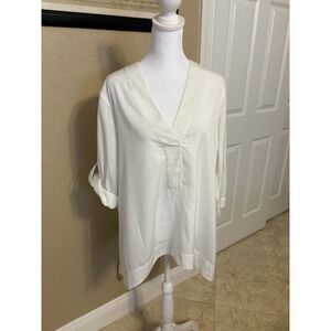 Michael Kors Women's Tunic Blouse, White, XL